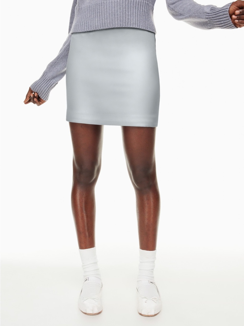 Sunday Best Light Blue Satin Rocco Mini Skirt